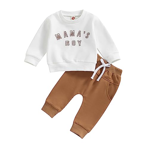Image of Sprifallbaby Newborn Infant Baby Boy Outfits Long Sleeve Pullover Sweatshirt Toddler Boys Pants Clothes Set Fall Winter 2Pcs