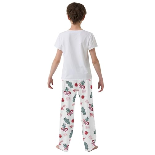 Boys' Pants Christmas Bow Leaf Long Bottoms Jogger Pants Elastic Waist Trousers with Pockets S-XL3