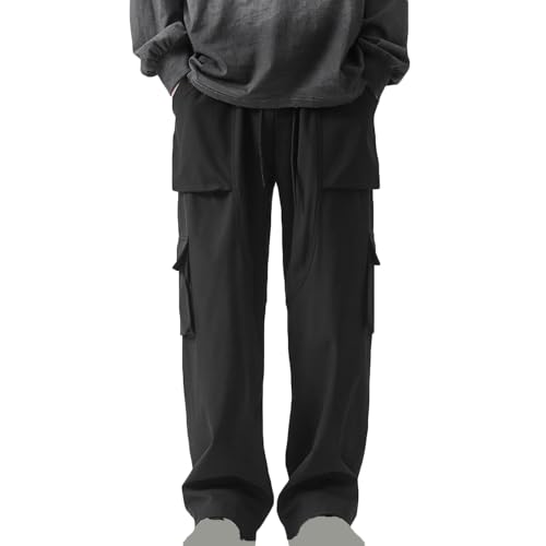 Mens Cargo Pants Fashion Y2k Youth Boys Street Wide Leg Pants Lightweight Outdoor Joggers Athletic Trousers with Pocket