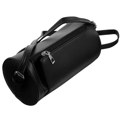 Handbags for Women Chic and Elegant Pu Bag Messenger Crossbody Black Cylinder Pouch Practical Storage Pouch