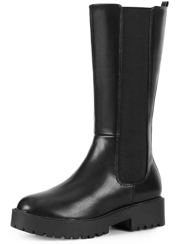 Perphy Platform Chelsea Boots Black Mid Calf Boots for Women - 8 M US