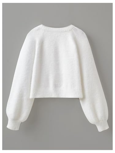 GORGLITTER Girl's Cute Cardigan Cropped Fuzzy Long Sleeve V Neck Button Down Trendy 2025 Sweaters2