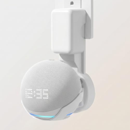 Image of ZORBES Wall Adapter Holder for Echo Dot 4th Gen /Echo Dot 5th Gen Smart Speaker. Echo Dot Accessories Built-in Plug Cable Management with Stand for Echo Dot Speakers, Smart Speaker Stand(Holder Only)