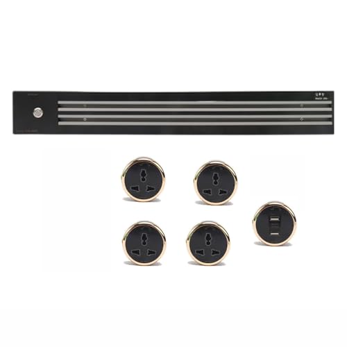 Toma de corriente modular de pared de alta potencia de 8000 W para hogar, oficina y taller (longitudes de 60, 80 y 100 cm),Black-80cm