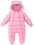 XMWEALTHY Baby Snowsuit Toddler Winter Coat 6-9 9-12 Month Girl Clothes Infant Warm Cute Bunting Jumpsuit Romper Pink