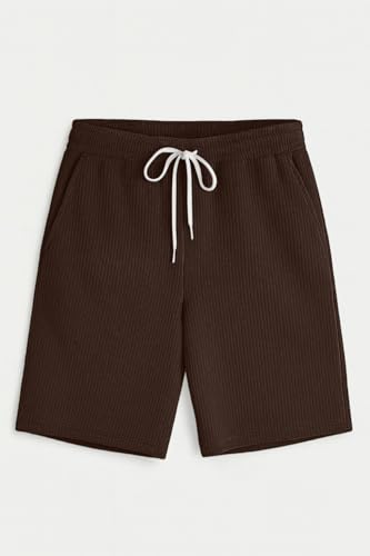 Image of Vogaan Men's Casual Slim Fit Shorts | Stylish Above Knee Shorts with Elastic Waist & Side Pockets Summer Wear for Gym Lounge Travel & Outdoor