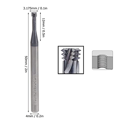 Schneidfräser, 3-Zahn Metrischer 60 ° Wolframstahl-Gewindefräser, M4x0,7xD4x50, Kann für Aluminium, Kupfer, Edelstahl, Legierten Stahl Verwendet Werden