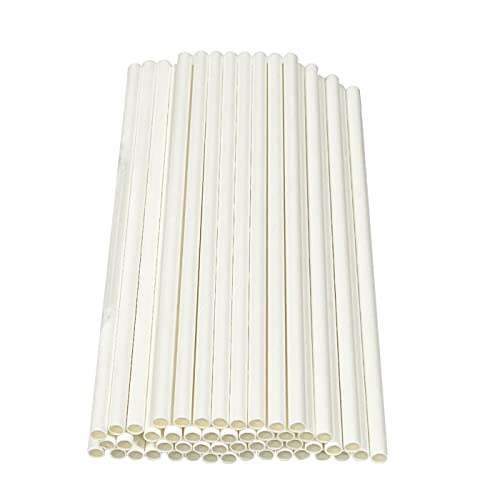 Haobase 50 Stück Papier-Trinkhalme, biologisch abbaubare Papierstrohhalme zum Trinken von Cocktails, Kaffee, kalten Getränken (weiß)