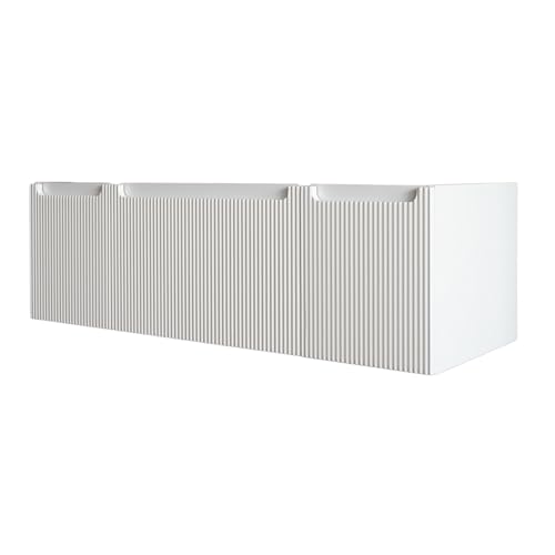 BRIDGE BENO Mueble de Baño Suspendido de 120 cm, 1 Cajón y 2 Puertas, Ultrafino, Cierre Suave, Frontal Acanalado – Sin Lavabo – Apto para Baños Grandes – Blanco Mate