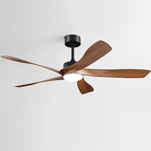 Ventilador de Techo con luz de 55 Pulgadas y Control Remoto, luz Grande, 5 aspas, 6 velocidades, Reversible, silencioso, para Sala de Estar, Dormitorio, Patio, Interior y Exterior.