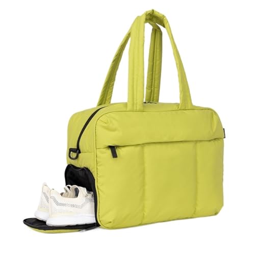 Down Duffel Bag Large Capacity Women Shoulder Bags Multifunctional Large Capacity Dry Wet Separation Hand Bag(Yellow)