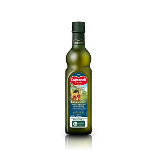 Carbonell Picual 100% - Aceite de Oliva Virgen Extra Gran Selección de Aceitunas Picual, Origen España, Sabor Frutado Medio, Ideal para Guisos y Aderezar Aves - Botella de Vidrio de 750 ml