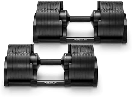 NÜOBELL® Adjustable Dumbbell Set, 5-50 LB or 5-80 LB, Easy Twist ...