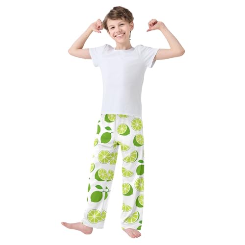 ZZXXB Limes Boys Long Pants Soft Trousers Elastic Waist Kids Lounge Bottoms with Pockets S-XL2