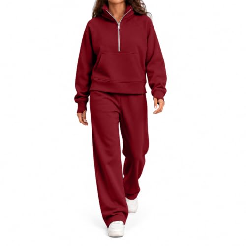 Fall 2 Piece Sets for Women Lightweight Fleece Stretchy Waistband Pullover - image 5