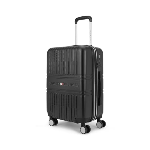 Image of Tommy Hilfiger Stanford Luggage Set of 3 (Cabin, Mid & Cargo)- Black | Polycarbonate Hardshell Suitcase | Expandable Trolley Bags with Flushed TSA Lock, 360 Spinner Wheels & Telescopic Handles
