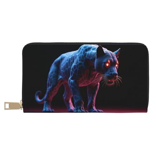 Cool Blue Panther-A Print Wallet Women, Leather Bifold Multi Card Wallet, Long Purse Women's Wallets