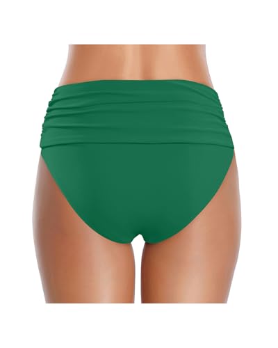 Image of Tempt Me Women's High Waisted Bikini Bottom Tummy Control Ruched Bathing Suit Swim Bottom