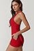 QINSEN Womens Crew Neck Athletic Dress Tummy Control Side Slit Flare Tennis Golf Mini Dresses Red XL