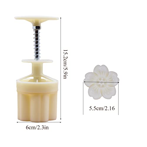 Ylskmu Moon Cake Mold Set 4pcs 75g Cookie Stamps, Cherry Blossom Floral Mid Autumn Festival DIY Hand Press Cookie Dessert Cutter Pastry Decoration Flower Impressions Tool Mooncake Maker (75g)