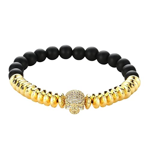 Bracelet de perles pour hommes et femmes avec lettre initiale, cadeau idéal en onyx noir