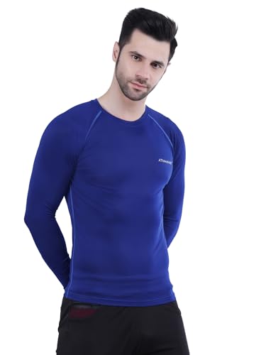 Image of Compression T-Shirt Vest Upper Body Shaper for Men Boys Branded - 4-Way Stretch Lycra Fabric - Workout Gym Cricket Running Football Sports Training - Keep Dry Tight Skin Fit - Round Neck