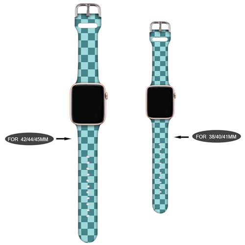 Correa compatible para Apple Watch silicona azul a cuadros miniatura 2