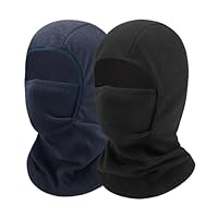 JiaYouLC 2 Pack Kids Fleece Thermal Balaclava Winter Warm Helmet Liner Ski Face Mask for Skiing Cycling Fishing (UK, Alpha, One Size, Black + Navy)