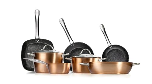 Sartén - sartén de 16 cm, antiadherente, fabricada en cobre, apta para todo tipo de cocinas, perfecta para una cocción uniforme.