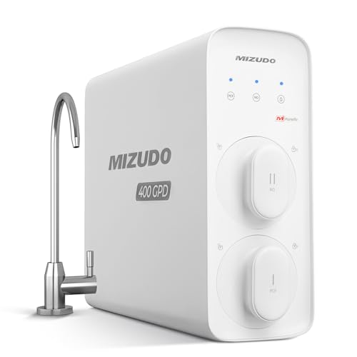 Tankless Reverse Osmosis System, Mizudo Pureflo Mini-Size 8 Stage Under Sink RO Water Filter, 400GPD, 3:1 Pure to Drain, NSF Certified TDS/PFAS Filtration, Under Counter Kitchen Purifier for Drinking