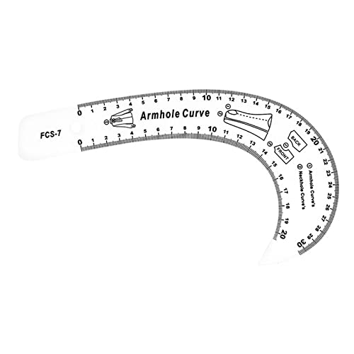 SM SunniMix French Curve Ruler Tailors Ruler Clothing DIY Pattern Making Acrylic Dress Curve Rulers Dressmaking Measure Fashion Design Sewing Ruler, Armhole Curve