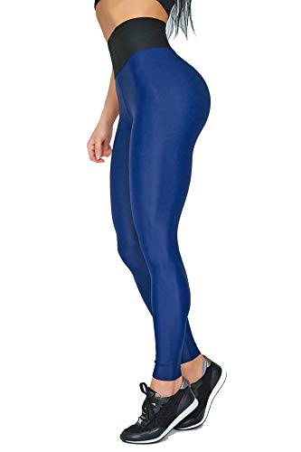 Leggings Deportivos Mujer de Clase Premium | Bona Corsage | Leggins Deporte Estampados Elasticos Cintura Alta Mallas Fitness Yoga Gym Mayas Running (Total Blue, S)