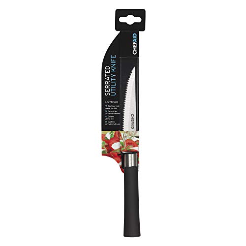 Chef Aid 4.5 Inch Stainless Steel Serrated Knife 12 cm Soft Grip Handle Ideal for Slicing Breads Cakes and More