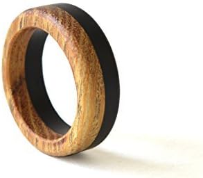 Wood Band, Men Wedding Band, Acacia wood Ring, Wooden Wedding Jewelry, Natural Jewelry, Gift for Her, Wood Ring, Black & White Ring