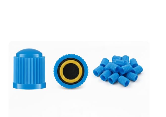 Ventilkappen für Auto-Reifen, Schwarz, 12 Stück, Universal Ventilabdeckungen für PKW, SUV, Motorrad, Fahrrad, Schrader-Ventile (Blau)