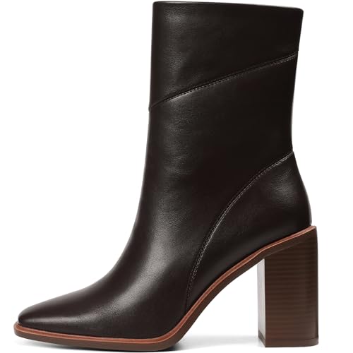 Lovee Cosee Women's Ankle Boots 2025 Chunky Heel Square Toe Side Zipper Booties with Unique Seam Detailing Casual Dress Fall Winter Boots for Party Office Date Night Outfit