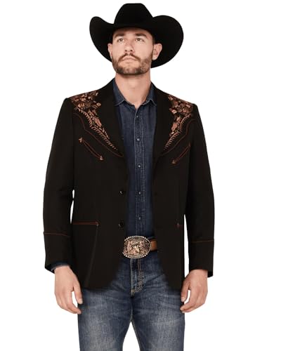 Scully Men's Gunfighter Embroidered Sportcoat Black 46 LNG US