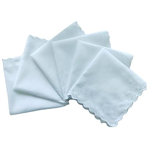 emlstyle Womens cotton handkerchief ladies White Hankies for Wedding Party 6 PCS (30cm*30cm) Cover
