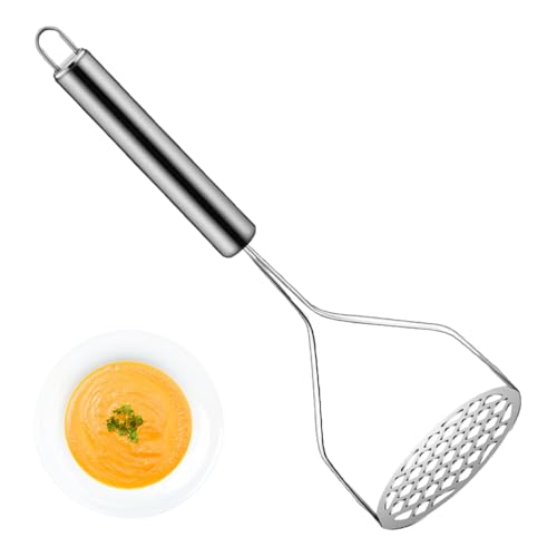 マッシャー ポテトプレス ジャガイモつぶし器 ジャガイモつぶし器 野菜つぶし器 力を省 使いやすい お手入れ簡単 たまご じゃがいも さつまいも 果物 野菜マッシャー 食調理器具 キッチン 業務用 (シルバー)