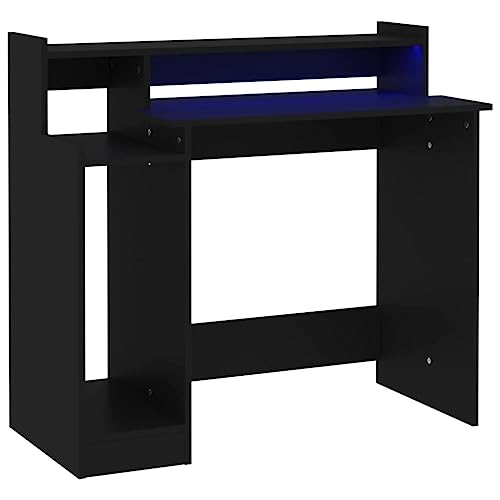 Generico Escritorio con luces LED negro, 97 x 45 x 90 cm, madera multicapa kangqiling805553