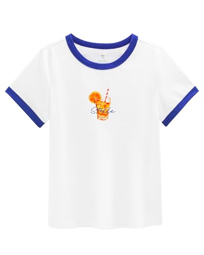 Image of Stelle Girls Retro Graphic T Shirt Soft Stretch Crewneck for School | Lightweight, Breathable, Soft, Stretchy, Cherry graphic, Relaxed fit, School, Play, Sports, Everyday wear, Vintage style