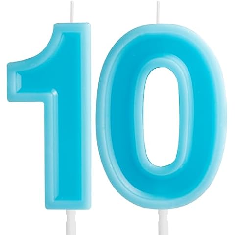Macaron Blue 10th Birthday Candles,Number 10 Candle, Blue Macaron Birthday Candle for Cake,Happy Birthday Candle,Numeral Candles Cake Topper Decoration for Boys Girls Birthday Party Supplies Cover