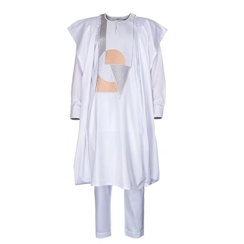 HD African Man Clothing Agbada Attire Embroidery Boubou Caftan 3 Pieces Outfit for Man Long Sleeves