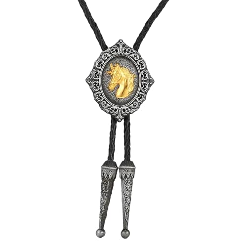 Image of HUABOLA CALYN Native American Bolo tie Rodeo Cowboy Leather Necktie Western Bolo ties for Men Women Necktie for Concert Fans