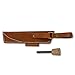 BPSKNIVES Brown Belt Knife Sheath with Fire Steel - Leather Sheath for Fixed Blade Knife with Fire Starter - Outdoor, Hunting, Bushcraft, Camping Fixed Blade Knives