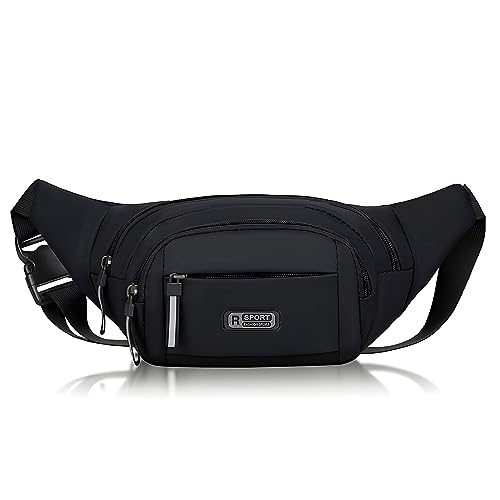 Image of Kraptick Premium Unisex Waist Bag for Men and Women - Stylish Hip Bag, Fanny Bag, Outdoor Waist Bag (Black)