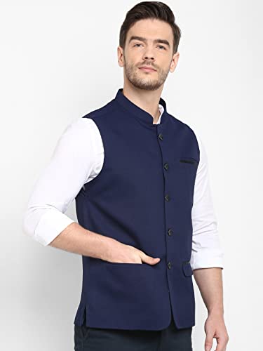 Image of hangup Men's Printed Cotton Nehru Jacket /waist coat, color Green. Size 38 (170A PrintedDup Nehru)