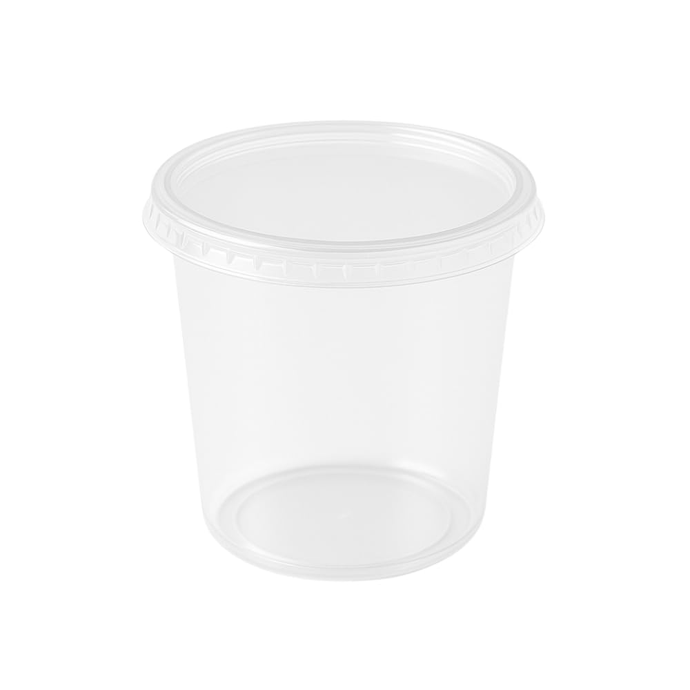 Commerline 250 Stück 125 ml Feinkostbecher mit Deckel, Rund Verpackungsbecher, Wiederverwendbare Behälter aus PP, Transparent Salatschale, Dipschalen, Plastic Vorratsdosen, Wiederverwendbare Schalen