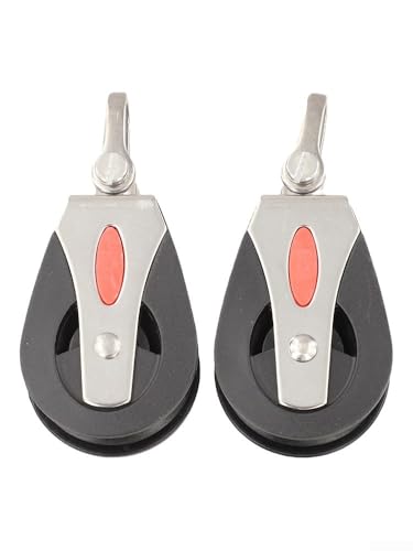 Bloque de polea de nailon pesado – 2 poleas giratorias de polea única para uso marino e industrial, sistema de elevación fuerte y perfecto para elevación y aparejo