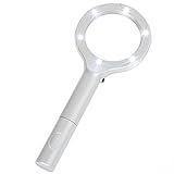Magnifying Glass with LED Light, Lightweight Handheld Lighted 4x Magnifier (Silver) by Stalwart